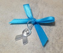 wedding photo - SALE Something Blue Bouquet Charm - Silver Support Ribbon with Blue Ribbon