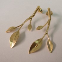wedding photo - Leaves Earrings, 14K Gold Earrings, Stud Earrings, Art nouveau, antique stud earrings, vintage earrings, bridal earrings