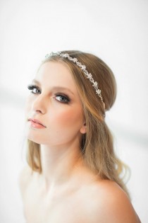 wedding photo - Crystal Ribbon Headband, Wedding Headband, Bridal Rhinestone Headband, Ribbon Headband