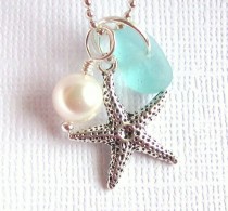 wedding photo - Sea Glass Starfish Beach Wedding Jewelry