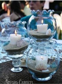 wedding photo - The Evolution of the Centerpieces: From Beachy Plain to Pearlfection 