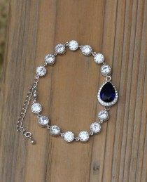 wedding photo - blue bridal bracelet sapphire blue bracelet wedding bracelet bridal jewelry