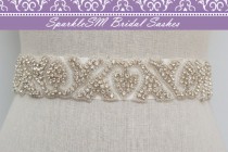 wedding photo - Wedding Belt, Bridal Sash, Bridal Belts, Bridal Dress Sash, Bridal Sash Belts, SparkleSM Bridal Sashes, Rhinestone Bridal Sash - Zara