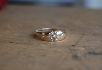 wedding photo - Antique 18K rose cut gypsy set diamond engagement ring