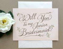 wedding photo - Junior Bridesmaid Card -  Will You Be My Junior Bridesmaid? Card -  Bohemian Chic Blush Pink