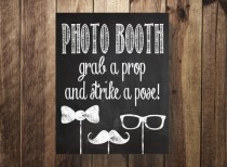 wedding photo - Photo Booth Prop Sign, Grab a Prop Strike a Pose, DIY Photo Booth, Rustic Photo Booth, Party Printable, Wedding Reception, Digital Download