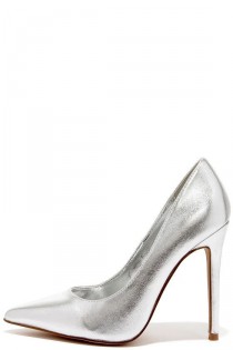 wedding photo - Click Your Heels Silver Pointed Pumps