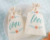wedding photo - "In Bloom" Botanical Muslin Favor Bags (Set of 12)