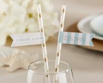 wedding photo - Personalized Party Straw Flags - Beach
