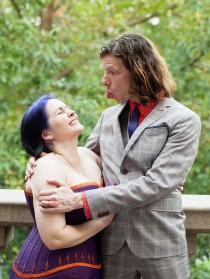 wedding photo - A purple-corseted, gender-quirked, barefoot wedding