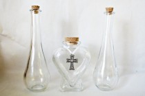 wedding photo - Elegant Vase With Custom Cross or Crucifix Jewel Pendant Wedding Unity Sand Ceremony Collection Set of 3 Glass Vases