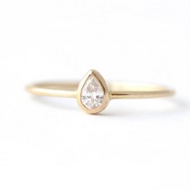 wedding photo - Pear Diamond Engagement Ring - Diamond Gold Ring - 14k Solid Gold