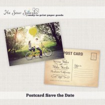 wedding photo - Vintage Postcard Save The Date - DIY - Printable