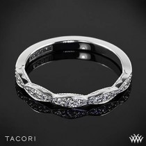 wedding photo - 18k White Gold Tacori 46-2 Sculpted Crescent Half Eternity Ribbon Diamond Wedding Ring