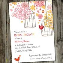 wedding photo - Sweet Birdie Bird Bridal Shower Invitation, Bird Cage Invitation, Bird Cage Invite, PRINTABLE, Wedding Shower Invitation