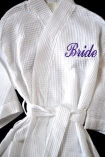wedding photo - Bride Robe Bridesmaid Robe Personalized Bridesmaid Gifts Monogram Robe Monogram Waffle Robe Kimono Bridal Robe Personalized Bridesmaids Gift