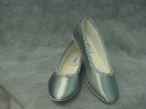 wedding photo - Silver Wedding flats Shoes Hand dyed and trimmed