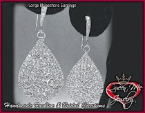 wedding photo - Crystal rhinestone Earrings ~ BLING ~ Large ~ Elegant ~ Bridal Jewelry ~ Bridesmaids ~ Prom, Pageant earrings ~ Super Sharp ~ Gift