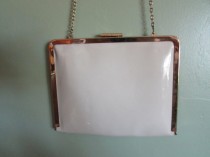 wedding photo - Vintage Handbag Harry Levine Cream Patent Leather Chain Purse Clutch Wedding Handbag Wedding Clutch Prom Bag