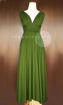 wedding photo - MAXI Olive Bridesmaid Convertible Infinity Multiway Wrap Dress Green Full Length