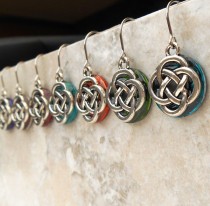 wedding photo - celtic knot wedding earrings, bridal dangle earrings, celtic bridesmaid jewelry, unique bridesmaid gift, irish wedding jewelry