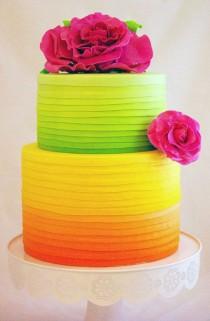 wedding photo - Neon Wedding Cake In Citrus And Raspberry Colors