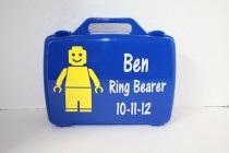 wedding photo - Personalized Lego Case/Box - Blue, plastic, ring bearer