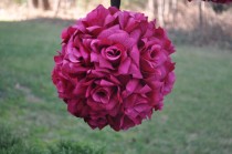 wedding photo - Hot Pink/ Fuchsia Silk Rose Pomander