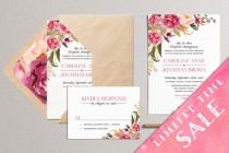 wedding photo - SALE - Printable Floral Wedding Invitation, Modern Wedding Invitation, Wedding Invitation Themes