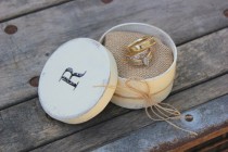 wedding photo - rustic ring bearer pillow . ivory wedding ring bearer pillow box . round personalized ringbearer box