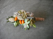 wedding photo - Boutonneire made in your choice of colors with dried flowers and herbs and twine covered stem.