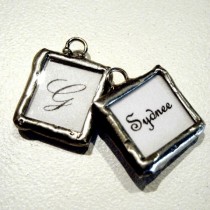 wedding photo - Custom MINI CHARM photo memory soldered glass charms reversible with your 2 pictures or images