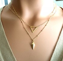 wedding photo - Layered necklace SET / Triangle Necklace,Pesonalized Necklace, Personalized Jewelry , Charm, Bridal, Strand, Statement ,Gifts for her, GIFTS