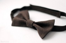 wedding photo - Brown bow tie Mens brown wool bowtie Adult brown bow tie Groomsmen bow ties Groom bow tie Pre tied bow tie for men Summer outfit accessories