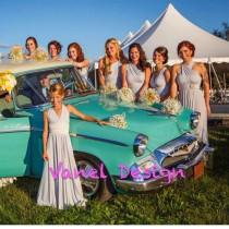 wedding photo - Flower Girl Dress, girls infinity convertible, junior bridesmaid dress, chic birthday party princes dress