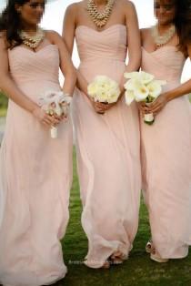 wedding photo -  Long Blush Strapless Sweetheart Pleat Bridesmaid Dress