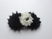 wedding photo - DOG FLOWER COLLAR - Black and white pet flower, dog bow, fancy pet fashion, photo prop, slip on collar