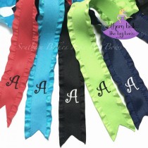 wedding photo - Monogrammed Bouquet Ribbon, Monogrammed Hair Ribbon, Monogram Bouquet Ribbon, Ribbon for Bridal Bouquets, Double Ruffle Ribbon