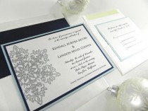 wedding photo - Icy Silver Snowflake Wedding Invitation Set