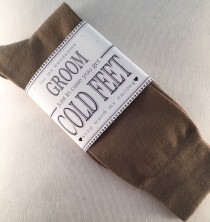 wedding photo - NEW Fabulous Groom's Wedding Gift From Bride Khaki Groom Socks with Label "Just In Case You Get Cold Feet! + Optional "I Do" Shoe Stickers!