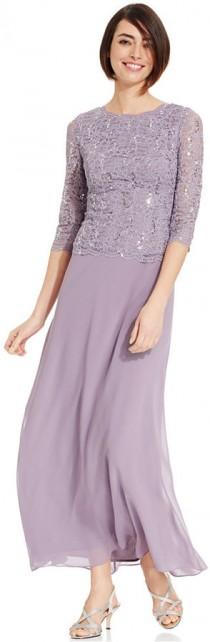 wedding photo - Alex Evenings Elbow-Sleeve Sequined Lace Gown