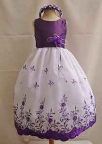 wedding photo - Flower Girl Dresses - PURPLE Embroidery Dress (FD072) - Wedding Easter Junior Bridesmaid - For Children Toddler Kids Teen Girls