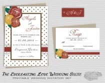 wedding photo -  Printable Fall Rustic Wedding Invitation, Country Wedding, Printable Floral Wedding Invite w/ Roses - Red Yellow Orange, Barn Wedding