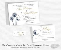 wedding photo -  Fall Rustic Wedding Invitation, Printable Country Barn Wedding Invite, Floral Summer Wedding Invitation w/ Navy Blue & Gold Dandelion DIY