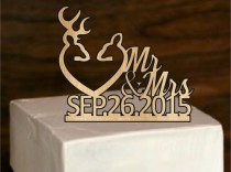 wedding photo -  fall sale Rustic Deer Wedding Cake Topper - Country Wedding Cake Topper - shabby chic- redneck - cowboy - outdoor - western