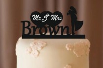 wedding photo -  personalize wedding cake topper Silhouette, bride and groom silhouette wedding cake topper, Mr and Mrs cake topper