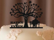 wedding photo -  fall sale Custom Wedding Cake Topper - Personalized Monogram Cake Topper - Mr and Mrs - Cake Decor - Bride and Groom - rustic - family tree