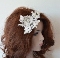 wedding photo -  Ivory Lace Wedding Headband, Lace Bridal Hair Comb, Wedding Headband, Bridal Hair Accessory, Wedding Hair Accessories