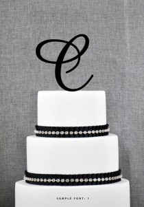 wedding photo - Personalized Monogram Initial Wedding Cake Toppers -Letter C, Custom Monogram Cake Toppers, Unique Cake Toppers, Traditional Initial Toppers