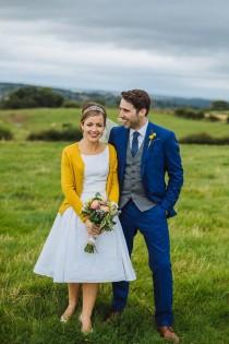 wedding photo - Blue & Mustard Rustic Wedding With 50s Dress & 1000 Origami Cranes: Kirsty & Paul
